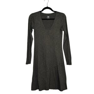 Horny Toad Oblique V Dress Dark Brown Long Sleeve Size XSmall
